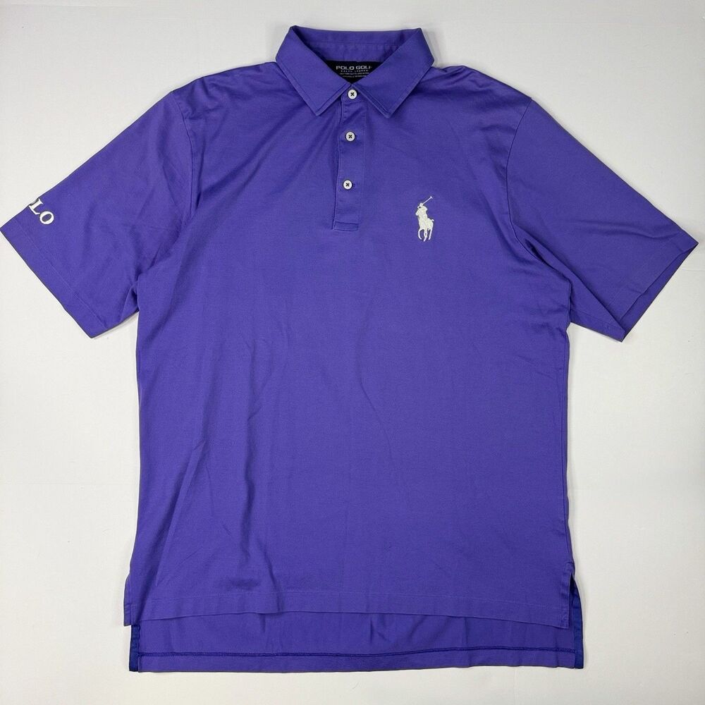 Vintage Polo Golf Ralph Lauren Mens Purple Polo Shirt White Pony Size M
